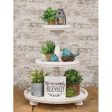 Shabby Chic Wooden Three-Tiered Tray - The Fox Decor
